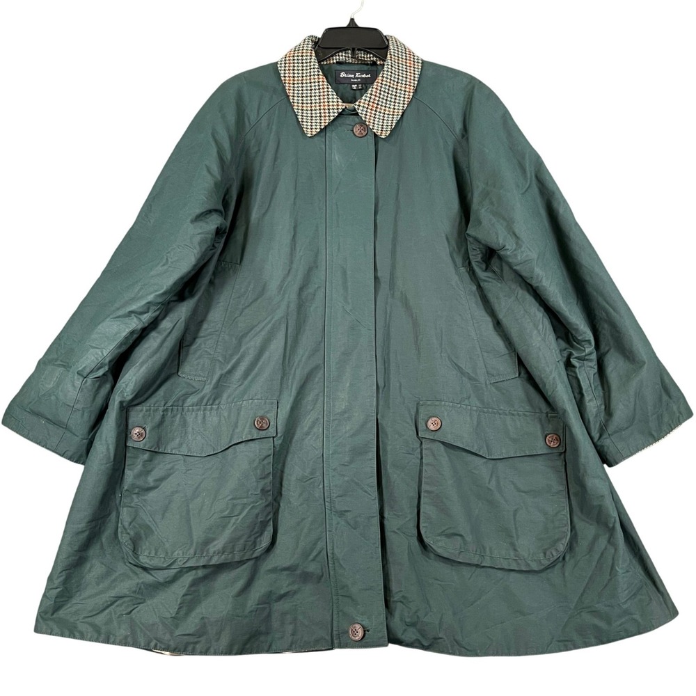 Brian Tucker Barn Coat Women 8 Plaid Collar Quilted Lining Outdoor